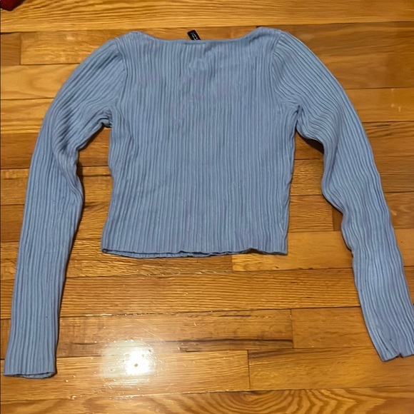 Blue Ribbed Long Sleeve Top - Picture 2 of 2